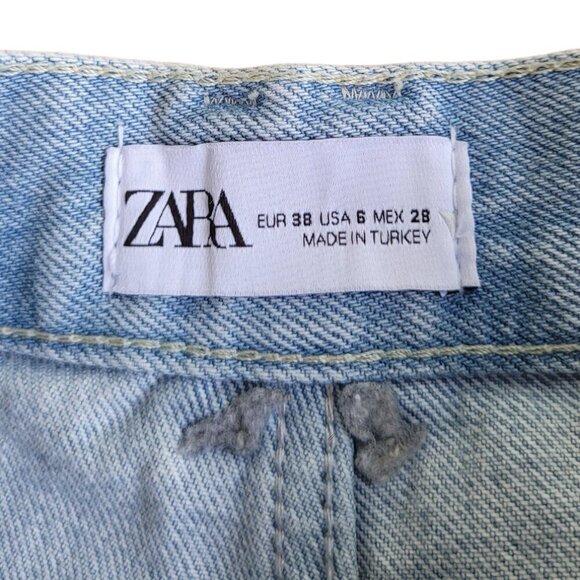 Zara lightwash boho embroidered wide-leg whimsical structured jeans size 6 EUC - Picture 10 of 13